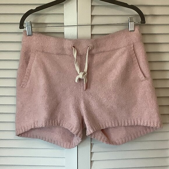 UGG women's Noreen shorts medium pink fuzzy fleece drawstring plush - Picture 1 of 7